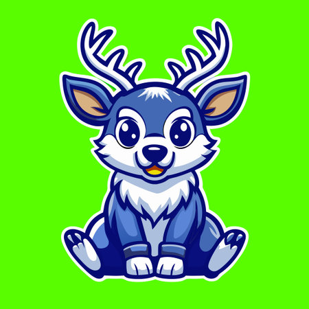 **Title**: Adorable Deer Mascot Character in a Sitting Posture for Automobilesのイラスト素材