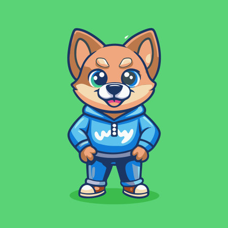 Adorable Cartoon Vector Logo of a Standing Dogのイラスト素材