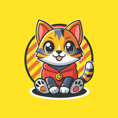 Adorable Cartoon Character of a Lazy and Playful Cat with Mascot Design (4)のイラスト素材