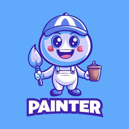 Adorable Painter Mascot Cartoon Character for Art and Designのイラスト素材