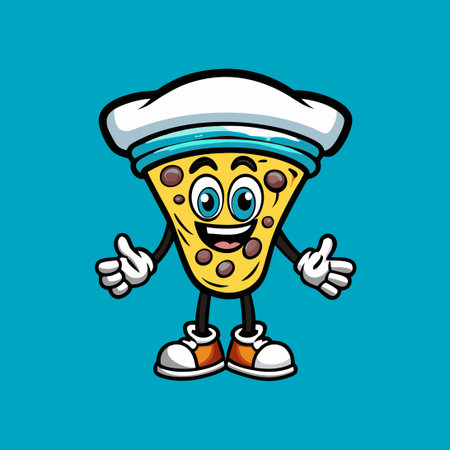 Adorable Pizza Character Mascot Cartoon for Business and Marketingのイラスト素材
