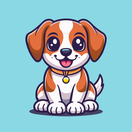 Adorable Puppy Sitting Character Mascot Logo with Cute Expressionのイラスト素材
