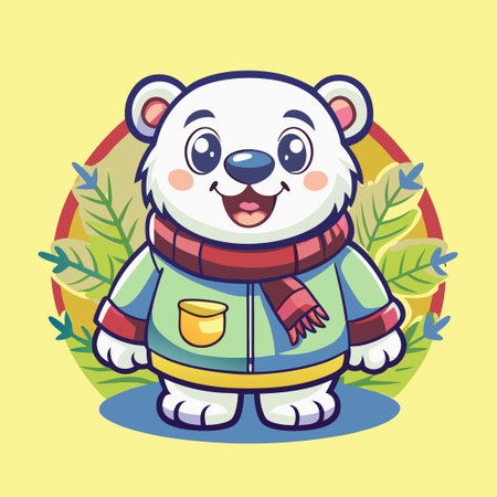 Adorable Polar Bear Vector Logo Mascot Character Cartoon Illustrationのイラスト素材