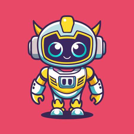 Futuristic Robot Character Mascot Logo with Appealing Designのイラスト素材