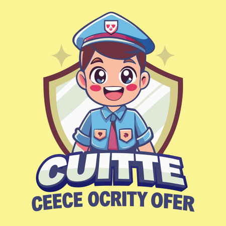 Embracing Safety with our Cute Security Officer Mascot Logoのイラスト素材