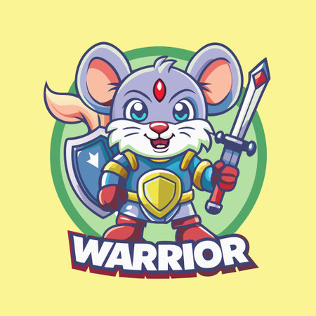 Adorable Warrior Rat with Tailored Cart Vector Mascot Characterのイラスト素材