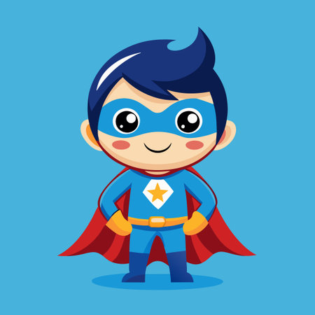Adorable Super Hero Mascot Character Logo in Vector Formatのイラスト素材
