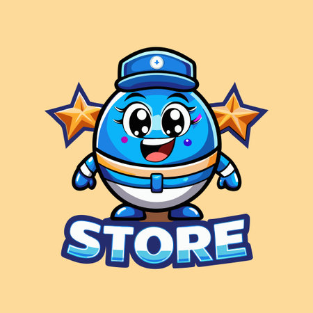 Cute Store Mascot Character with Vector Logo Artworkのイラスト素材