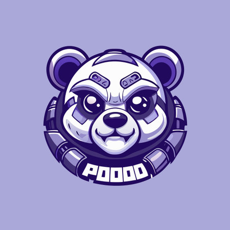 Futuristic Cyborg Panda Character Mascot Logo Vectorのイラスト素材