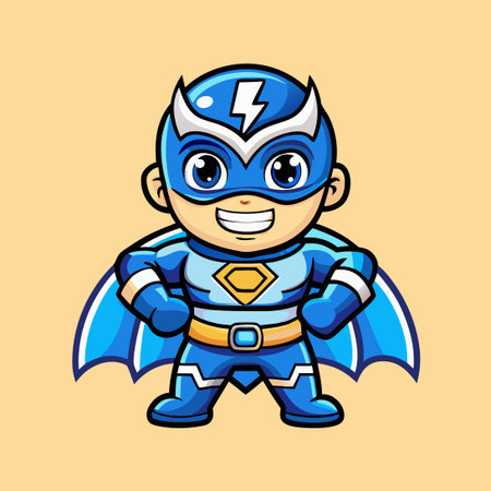 Adorable Mascoted Superhero Character for Brand or Product Representationのイラスト素材