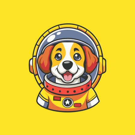 Cartoon Character Illustration of an Astronaut Dog in Vector Formatのイラスト素材