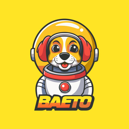 Amusing Cartoon Vector Logo of a Canine Space Explorerのイラスト素材
