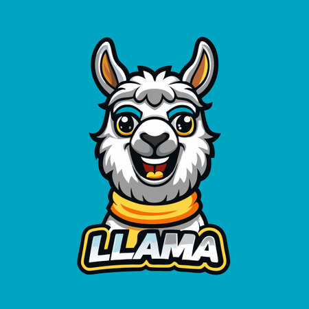 Playful Llama Mascot with Cart on a White Backgroundのイラスト素材