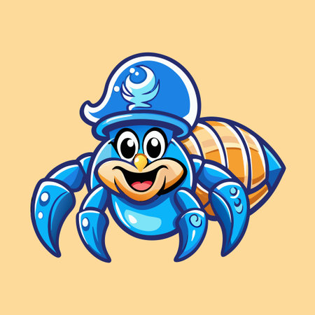 Illustrator Character: Vector Mascot Logo of a Hermit Crabのイラスト素材