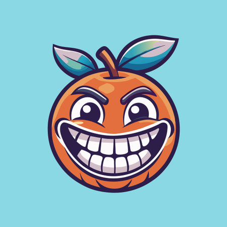 Mandarin Orange Emoji: Animated Cartoon Character Vector Logo Illustrationのイラスト素材