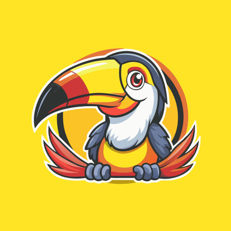 Minimalistic Mascot Style Logo Featuring a Colorful Toucanのイラスト素材