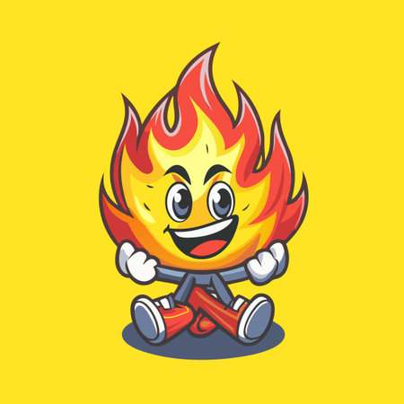 Monochrome Bonfire Symbol Vector Mascot Character Mascot for Team or Industryのイラスト素材