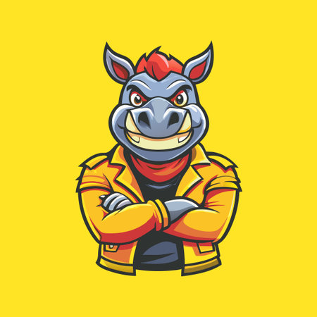 Rhino Mascot Logo Design: A Simple and Striking Illustrationのイラスト素材