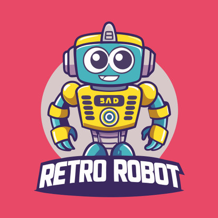 Vintage Robot Mascot Design with Retro Aestheticsのイラスト素材