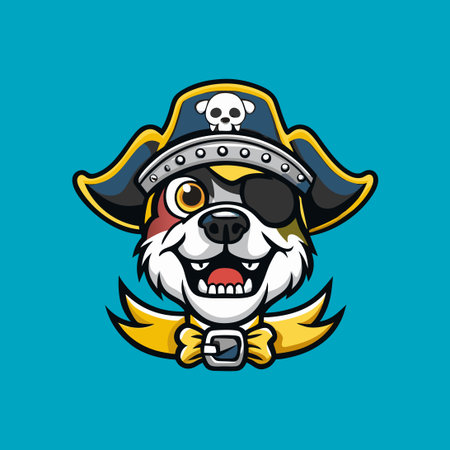 Cartoon Illustration of a Pirate Dog with Bandana and Cutlassのイラスト素材