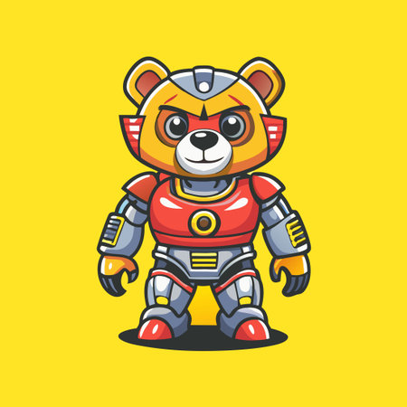 Futuristic Robot Bear Mascot Vector Cartoon Illustrationのイラスト素材