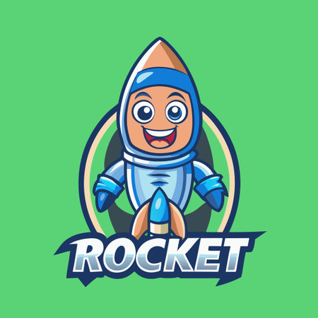 Energetic Rocket Mascot Vector Character Cartoon Illustrationのイラスト素材
