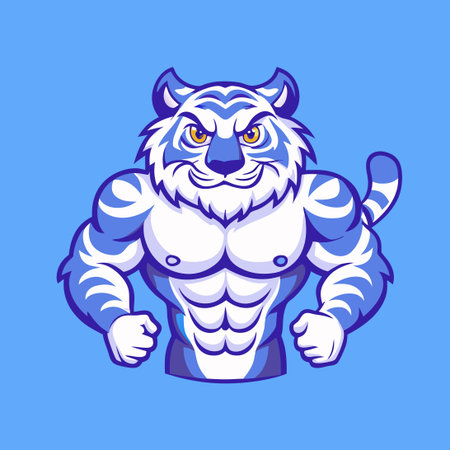 Cartoon Illustration of a Tiger Mascot Character for a Gymのイラスト素材