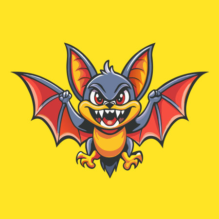 Vector Illustration of a Mascot Bat Cartoon in a Dynamic and Energetic Styleのイラスト素材