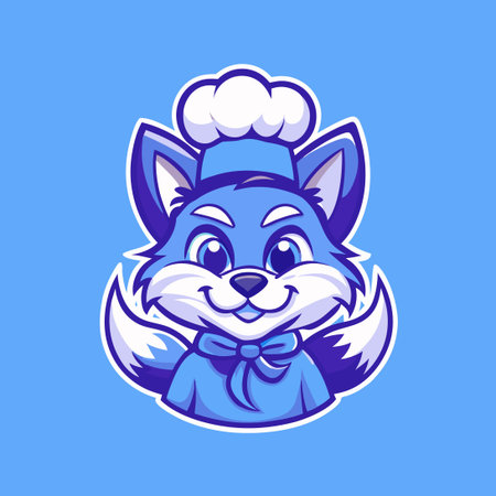 Cartoon Vector Illustration of a Chef Fox Mascot with Heart Glassesのイラスト素材