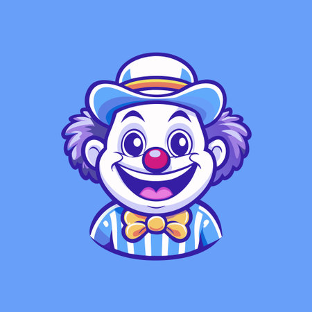 Adorable Vector Cartoon Illustration of a Cheerful Clown Mascotのイラスト素材