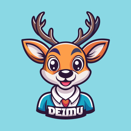 Cute Cartoon Deer Mascot with Vector Logo and 3D Illustrationのイラスト素材