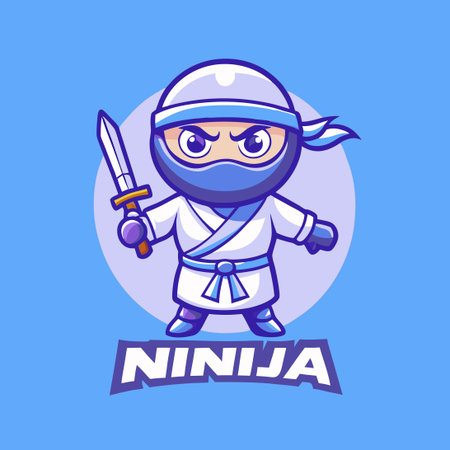 Vector Illustration of a Simple Ninja Mascot in a Stylish Poseのイラスト素材