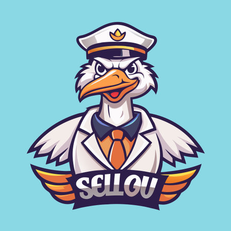 Minimalist Vector Illustration of a Sailing Heron Mascotのイラスト素材