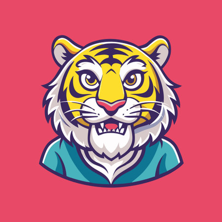 Cartoon-Style Vector Logo Illustration of a Tiger Mascotのイラスト素材