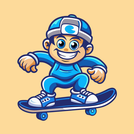 Minimalist Vector Graphic of a Skateboard-Riding Characterのイラスト素材