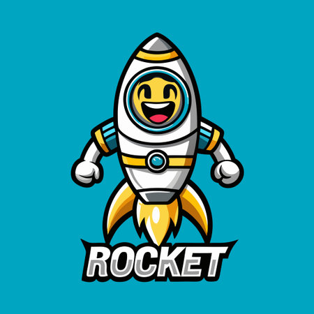 Rocket Simple Vector Logo Illustration: A Futuristic Mascot Style Designのイラスト素材