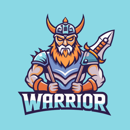 Mighty Warrior Mascot Cartoon Character in Vectorized Illustration Formatのイラスト素材
