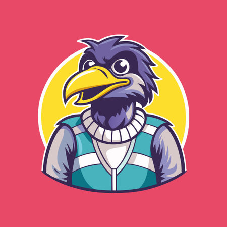 Majestic Raven Mascot Vector Logo Character Cartoon for Designのイラスト素材
