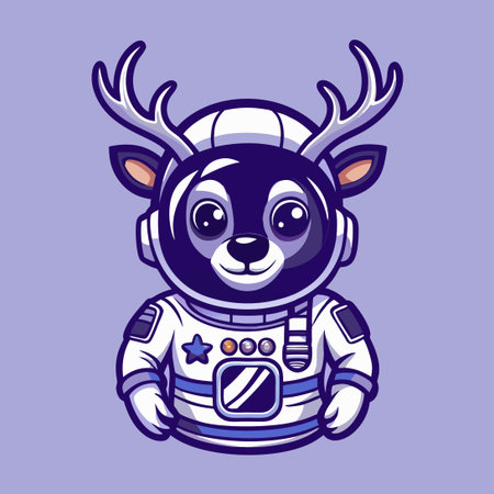 Majestic Astronaut Deer Vector Character for Logo or Mascot Conceptのイラスト素材
