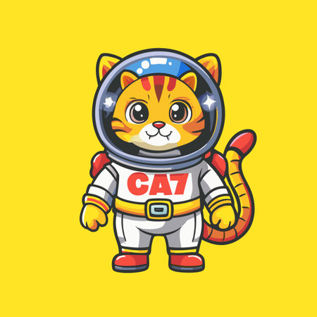 Cute and Funny Cartoon Astronaut Cat Mascot Character for Creative Designのイラスト素材
