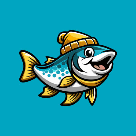 White Background Arctic Char Mascot Vector Illustrationのイラスト素材