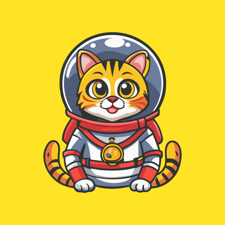 Majestic Astronaut Cat Vector Mascot in Spaceのイラスト素材