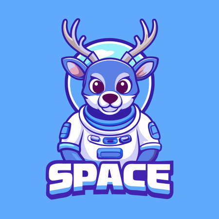Cartoon Character Mascot of a Deer Wearing an Astronaut Suit Driving a Carのイラスト素材