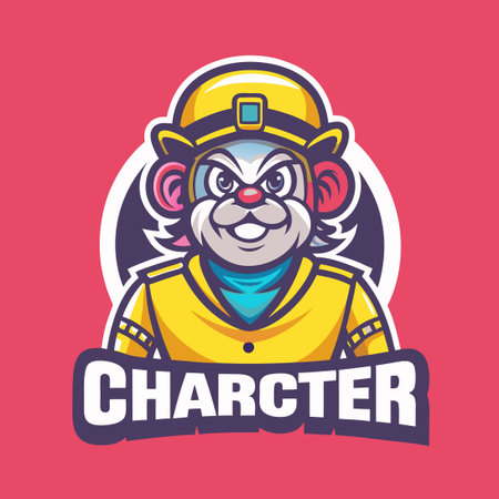 Illustrative Mascot Character Logo Depicting Humanoid Letter Eのイラスト素材