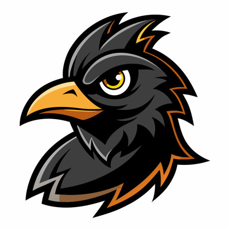 Vector Illustration of a Black Bird Character in Mascot Cartoon Styleのイラスト素材