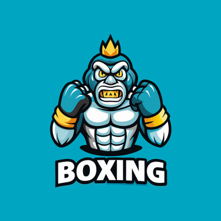 Cartoon Mascot Logo of a Muscular Boxer Gorilla with a Determined Expressionのイラスト素材