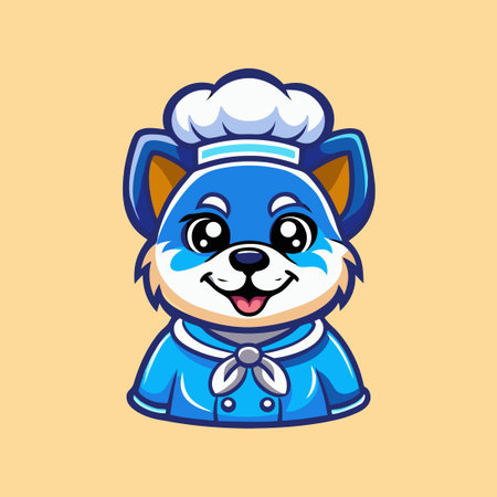 Cute Chef Dog Logo Character Cartoon: Vector Mascot for Culinary Businessesのイラスト素材