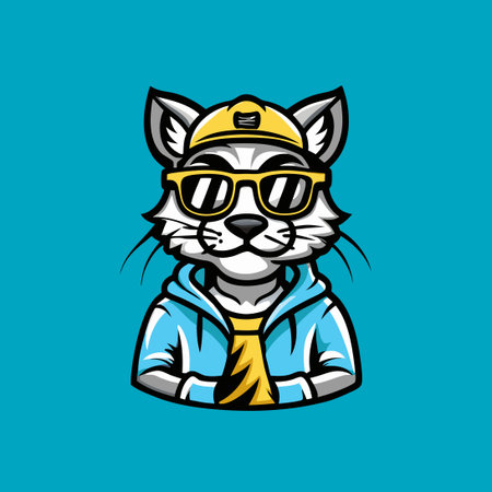 Cartoon Illustration of a Cool and Playful Cat Mascotのイラスト素材