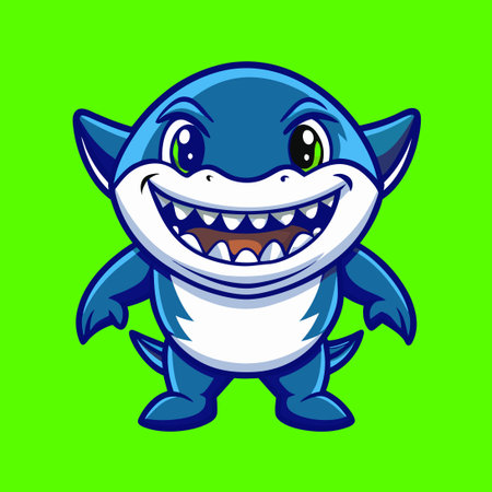 Cool and Stylish Shark Character Illustration in Vector Formatのイラスト素材