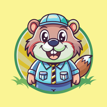 Adorable Beaver Character Mascot Design for Business or Educational Purposesのイラスト素材